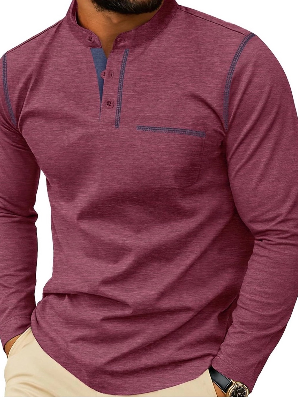 NWT Sailwind Men’s Long Sleeve Henley Shirt XL Dark Red Men’s Shirt